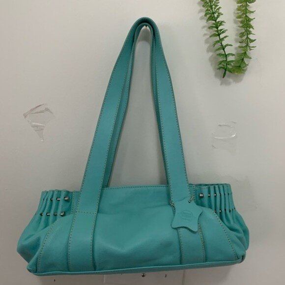 CNKW Genuine Leather Classy Teal Color Handbag - Picture 2 of 12